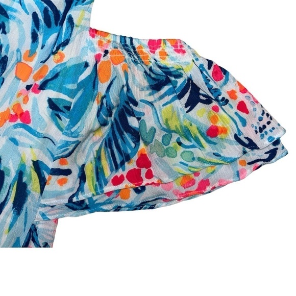 Lilly Pulitzer Bellamie Open Cold Shoulder Serene Blue Tippy Top Swing Dress XS - Picture 8 of 15